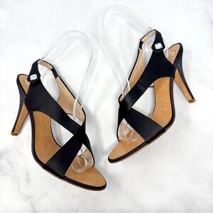 NEW Giuseppe Zanotti Vintage Y2K Silk Satin Rhinestone Sandal Heels Glam Black 6